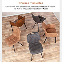 Présentation d'une sélection de chaises et fauteuils de la collection Austin