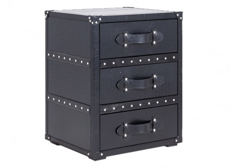 Sofa end Cap Horn 3 drawers - Black crocodile style