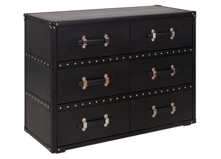 Chest of drawers Cap Horn 6 drawers - Black crocodile style