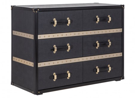 Chest of drawers Cap Horn 6 drawers - Black in shagreen