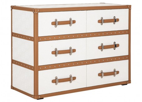 Chest of drawers Cap Horn 6 drawers - White crocodile style