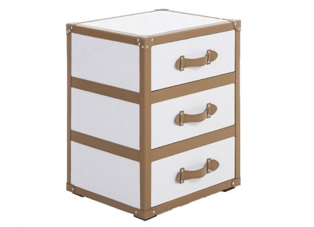 Sofa end Cap Horn 3 drawers - White crocodile style