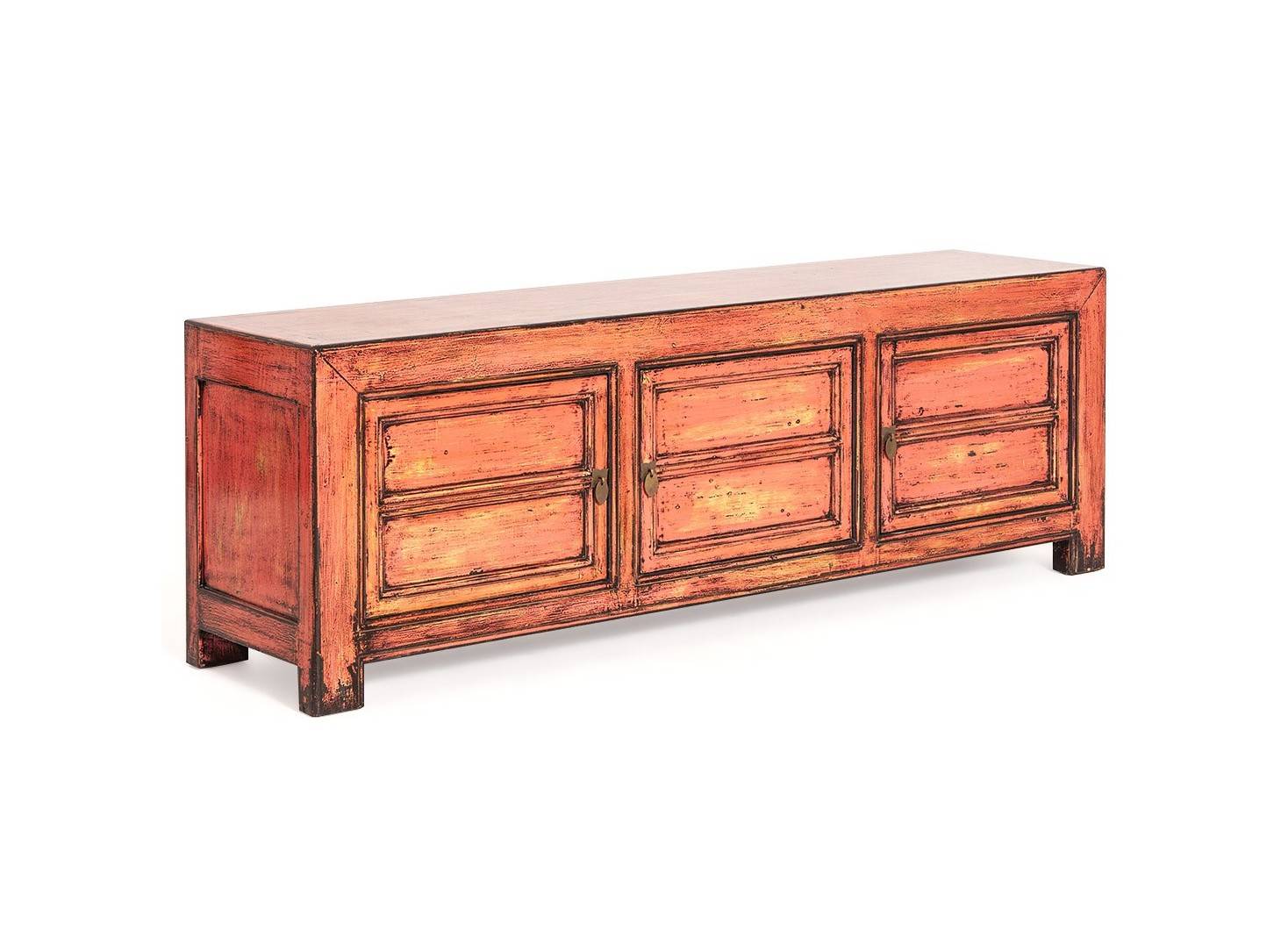 Chinese TV stand - 3 doors - Salmon pink