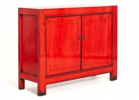 Chinese sideboard - 2 doors - Bright red