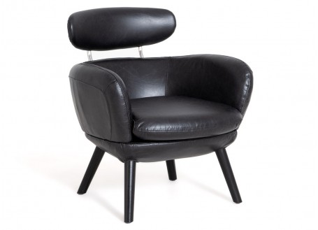 Fauteuil club Rubis - cuir noir