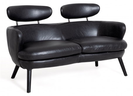 Sofa Rubis - 2 seater - Black leather