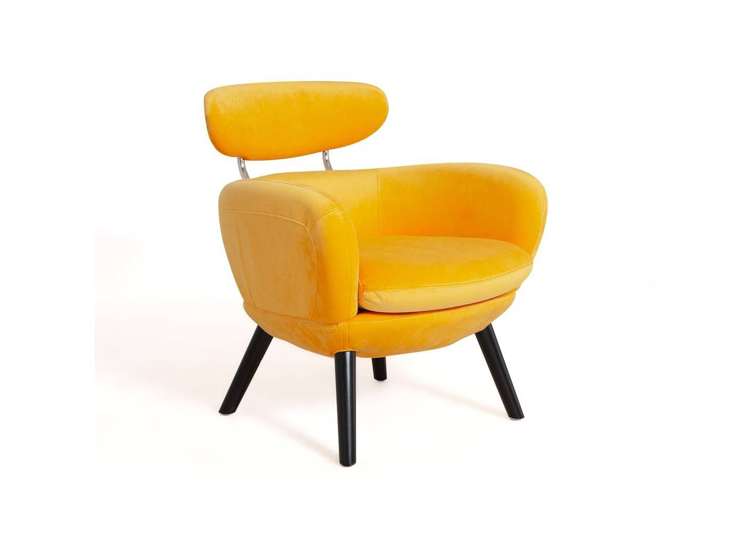 Fauteuil club Rubis - velours jaune orangé