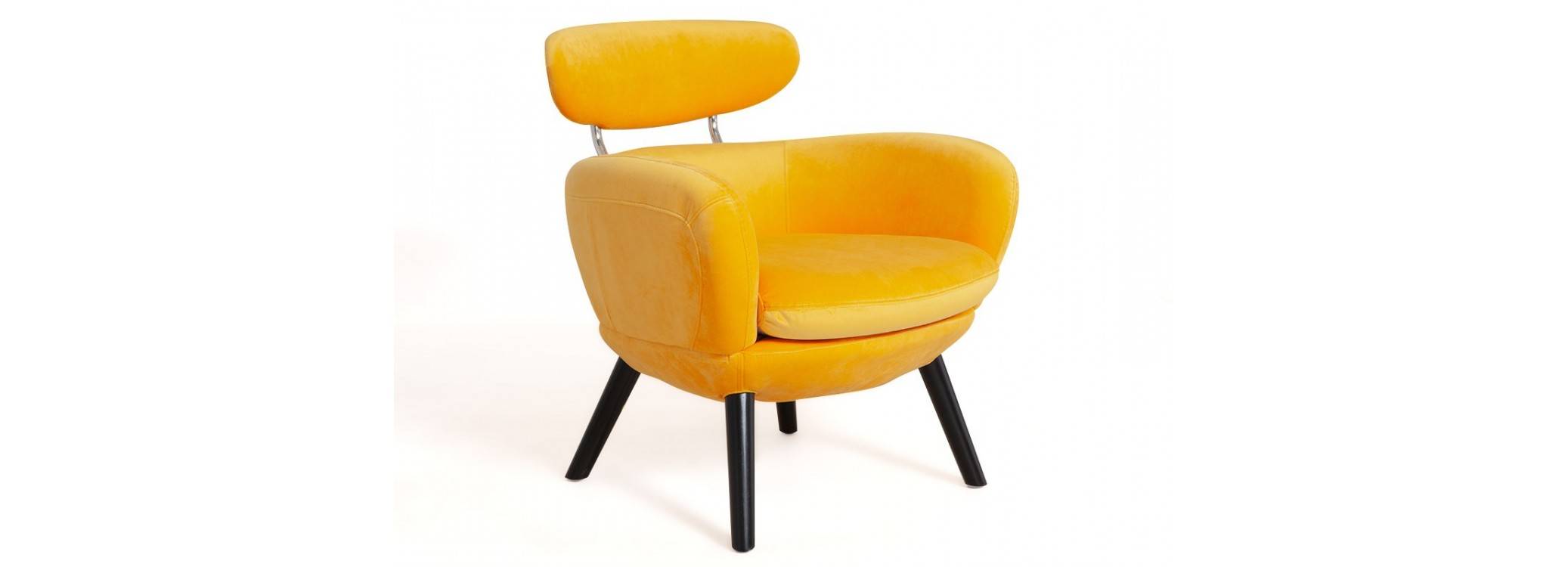 Fauteuil Rubis - velours jaune