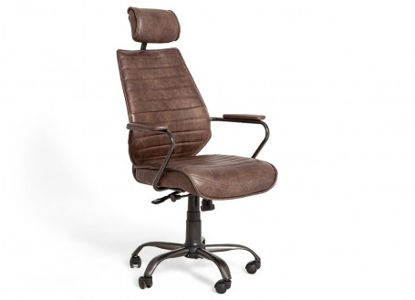 Fauteuil de bureau Hoover pivotant - Cuir noir et métal