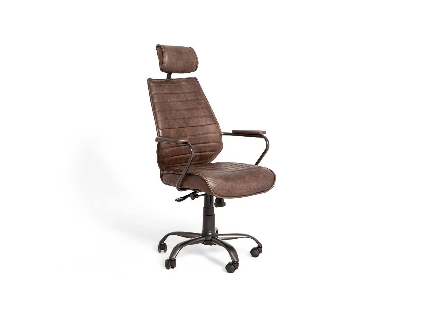 Fauteuil de bureau Hoover pivotant - Cuir noir et métal