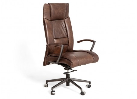 Fauteuil de bureau Dalton - Cuir marron