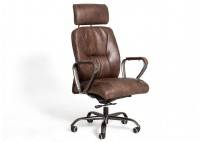 Fauteuil de bureau Jefferson - Cuir marron foncé