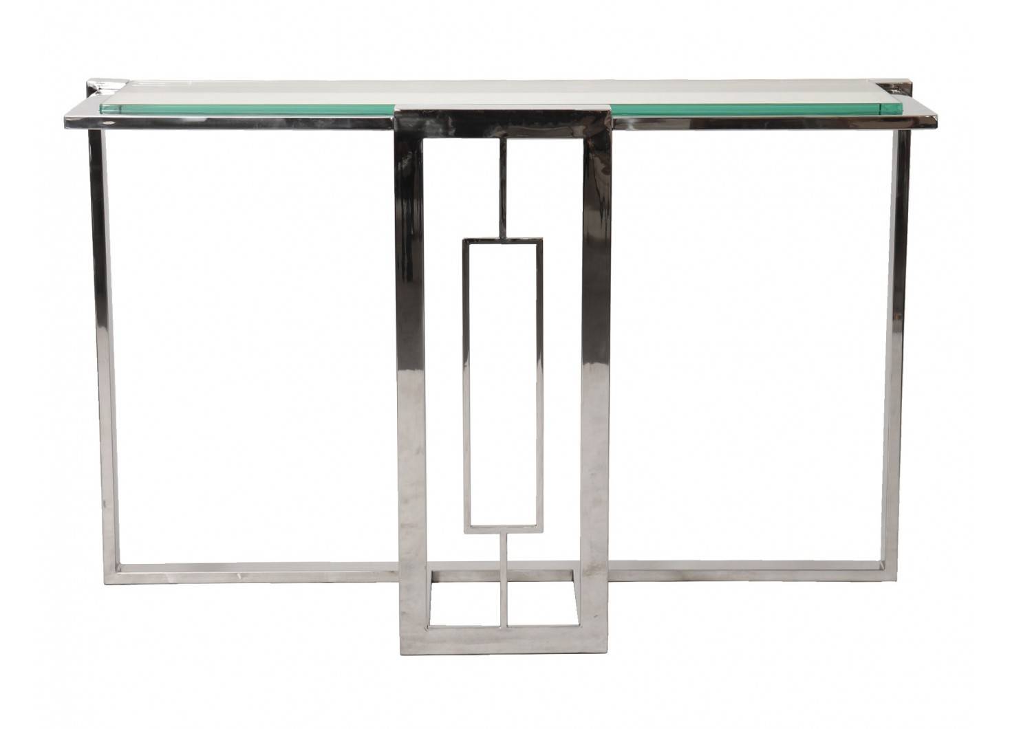 Modern console table in glass and inox