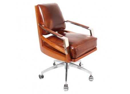 Madison swivel desk chair - Brown leather