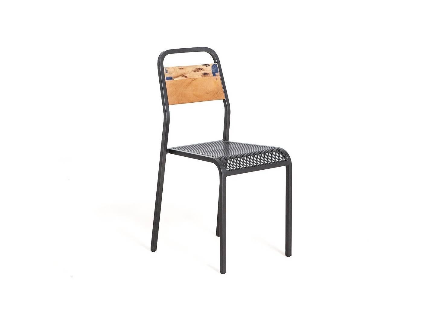 Chaise Cube - Finition noire - Métal et assise bois
