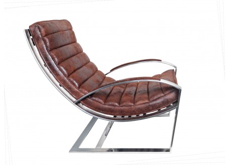 Fauteuil relax Madrid - Cuir marron vintage