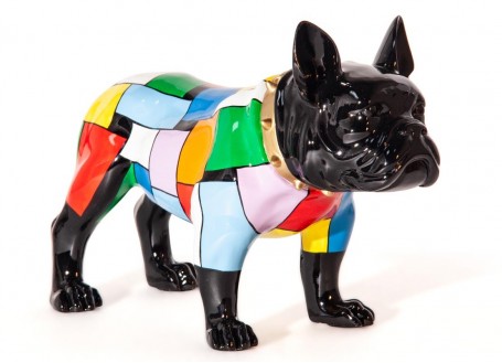 Statue of a French bulldog in resin