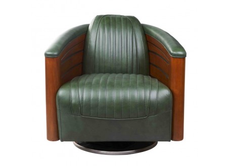 Nautilus pivoting armchair - Green leather
