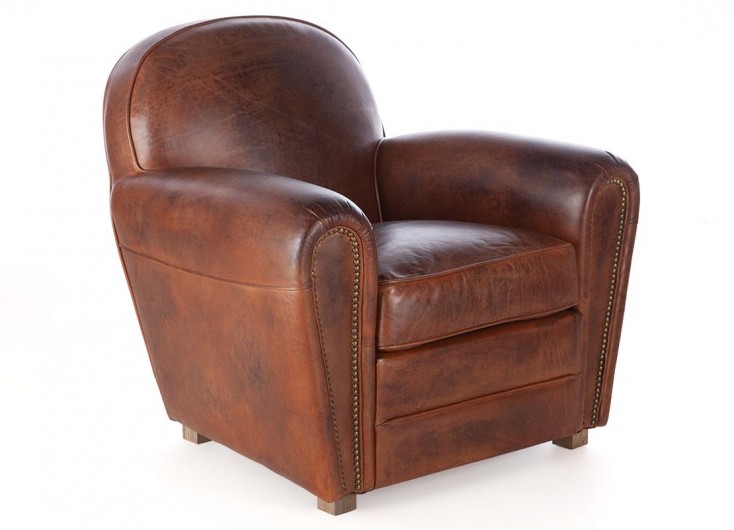 Club armchair Churchill - Brown leather