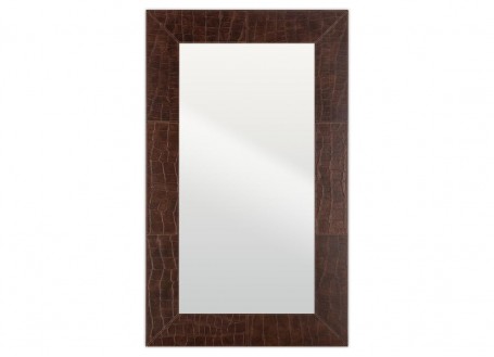 Miroir rectangulaire Nairobi - cuir marron façon croco