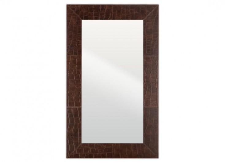 Miroir rectangulaire Nairobi - cuir marron façon croco