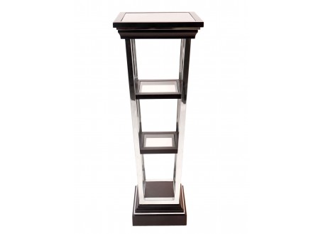 Black pedestal in inox and glass