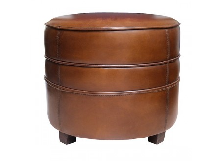 Pouf Nogent - rond / cuir marron