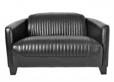 Barquette sport sofa - 2 seaters - Black leather