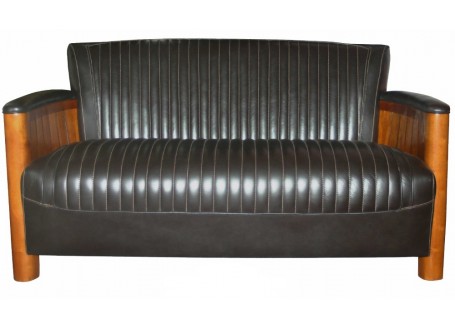 Cognac sofa - 2 seaters - Dark brown leather