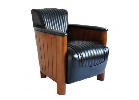 Cognac armchair - black leather