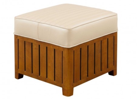 Canoë squared footstool - Beige leather