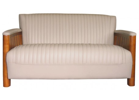 Cognac sofa - Beige leather