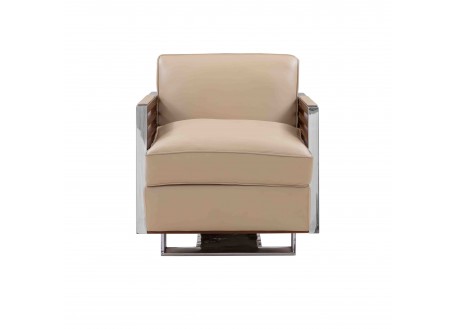Armchair in full grain beige leather