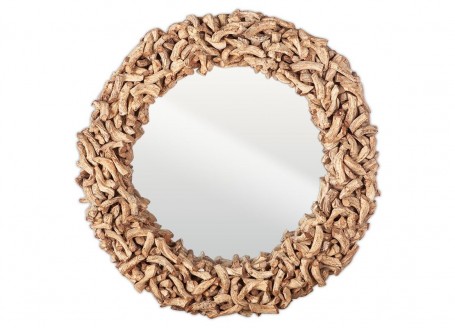 Miroir rond Gaïa en bois flotté