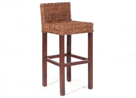 Guadeloupe bar stool with backrest, walnut colour