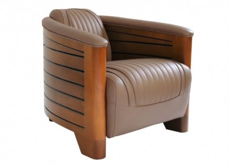 Fauteuil Pirogue - cuir taupe