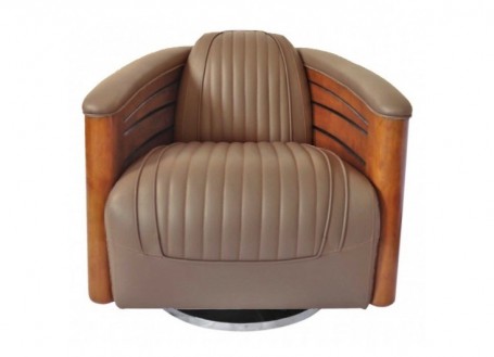Nautilus pivoting armchair - Taupe leather