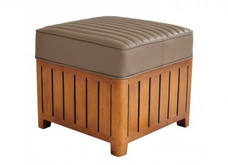 Canoë squared footstool - Taupe leather