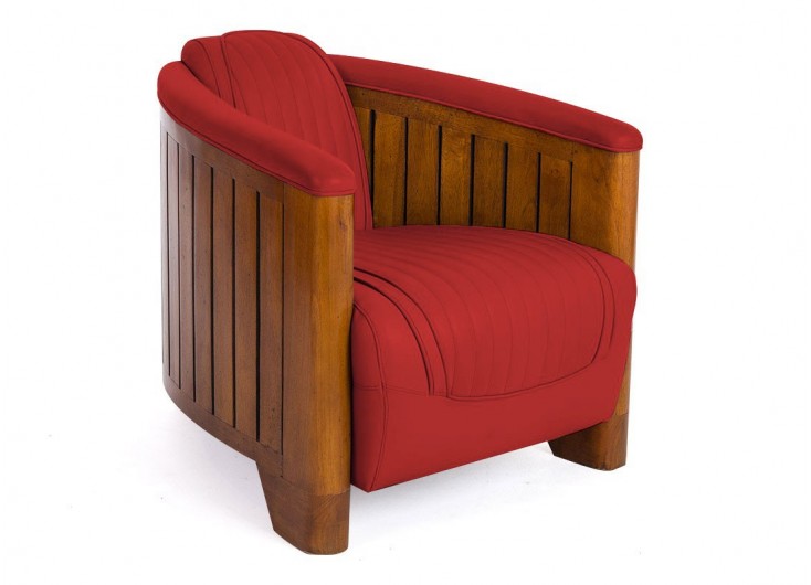 Canoe armchair - red leather