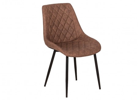 Chair with padded seat in brown imitation leather
