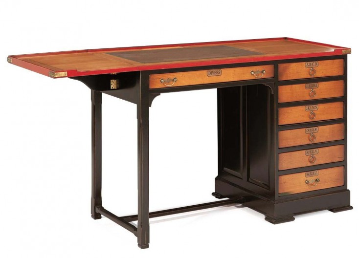 Bureau avec tiroir bois manguier massif et métal noir L116 cm