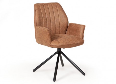 Fauteuil pivotant Jokari en microfibre caramel