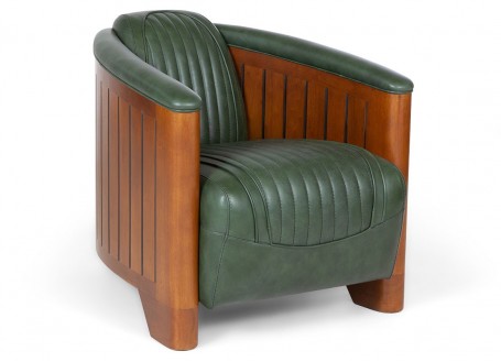 Fauteuil Canoë - Cuir vert