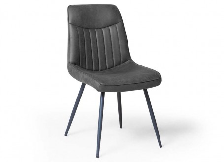 Chaise Noémie - Microfibre grise anthracite