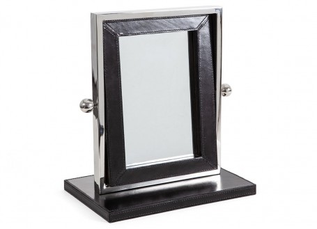 Table mirror - Black leather