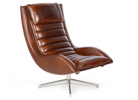 Easy chair in leather and stainless steel