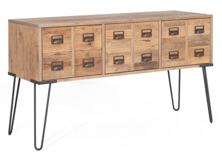 Console table and chest of drawers in metal and wood