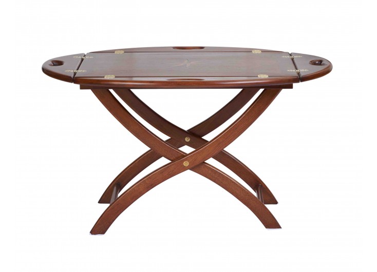 Oval marine coffee table - Walnut finish