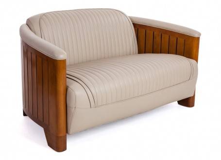 Beige leather settee club Canoë 