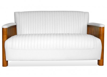 Cognac sofa - 3 seaters - White leather